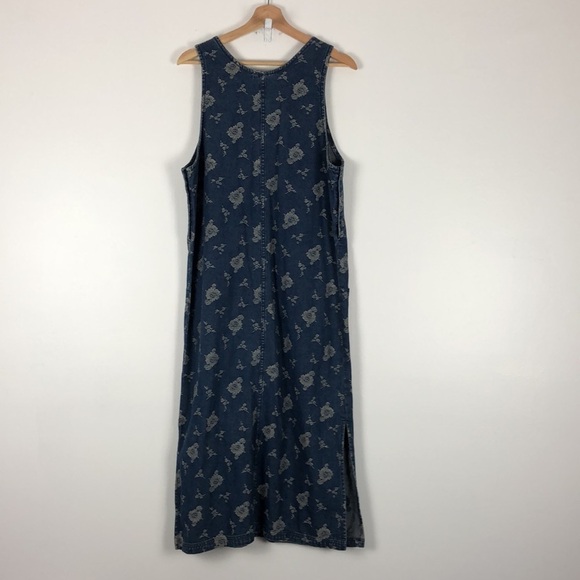 National Wildlife sleeveless scoop neck embroidered design denim maxi dress SM - Picture 7 of 9